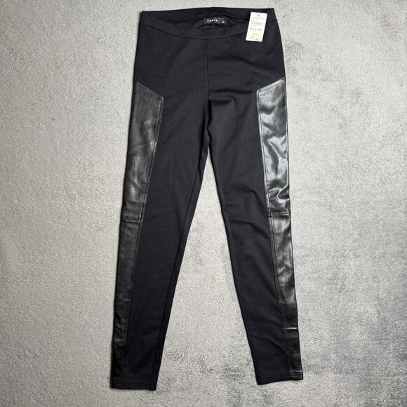 Trouve Nordstrom Womens Pants NWT Black Pull On Leggings Faux Leather Size L - Picture 1 of 9